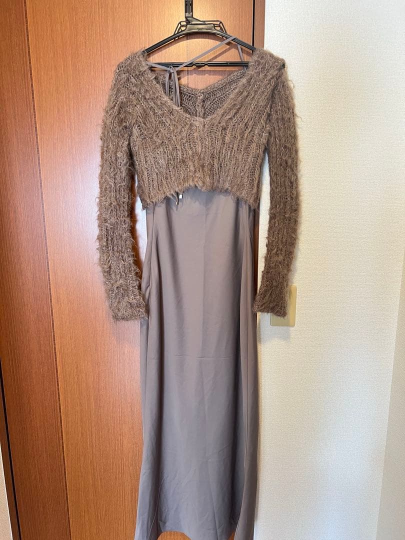 SNIDEL ブラウン キャミロングワンピース　ニットセット