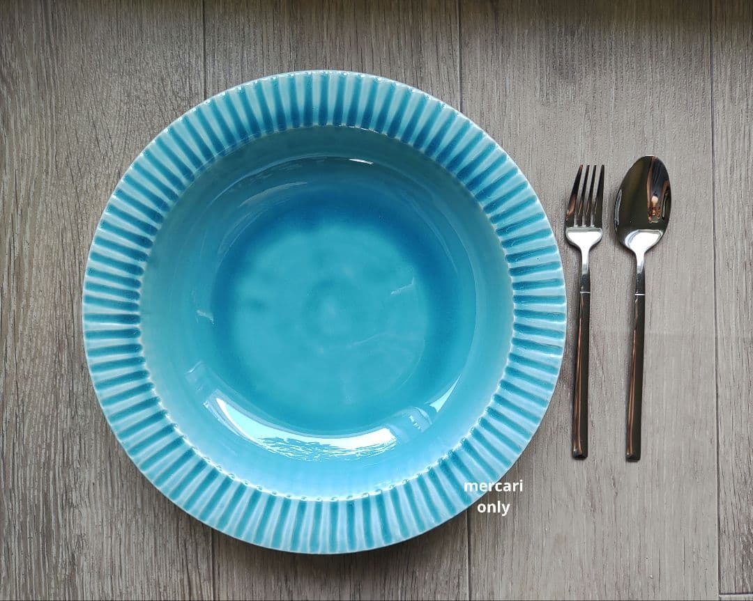 【Re】オートクチュールの仕立て屋　トルコブルーの深皿25cm　2点