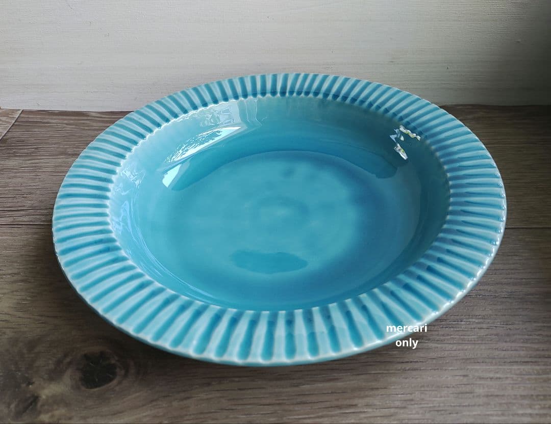 【Re】オートクチュールの仕立て屋　トルコブルーの深皿25cm　2点