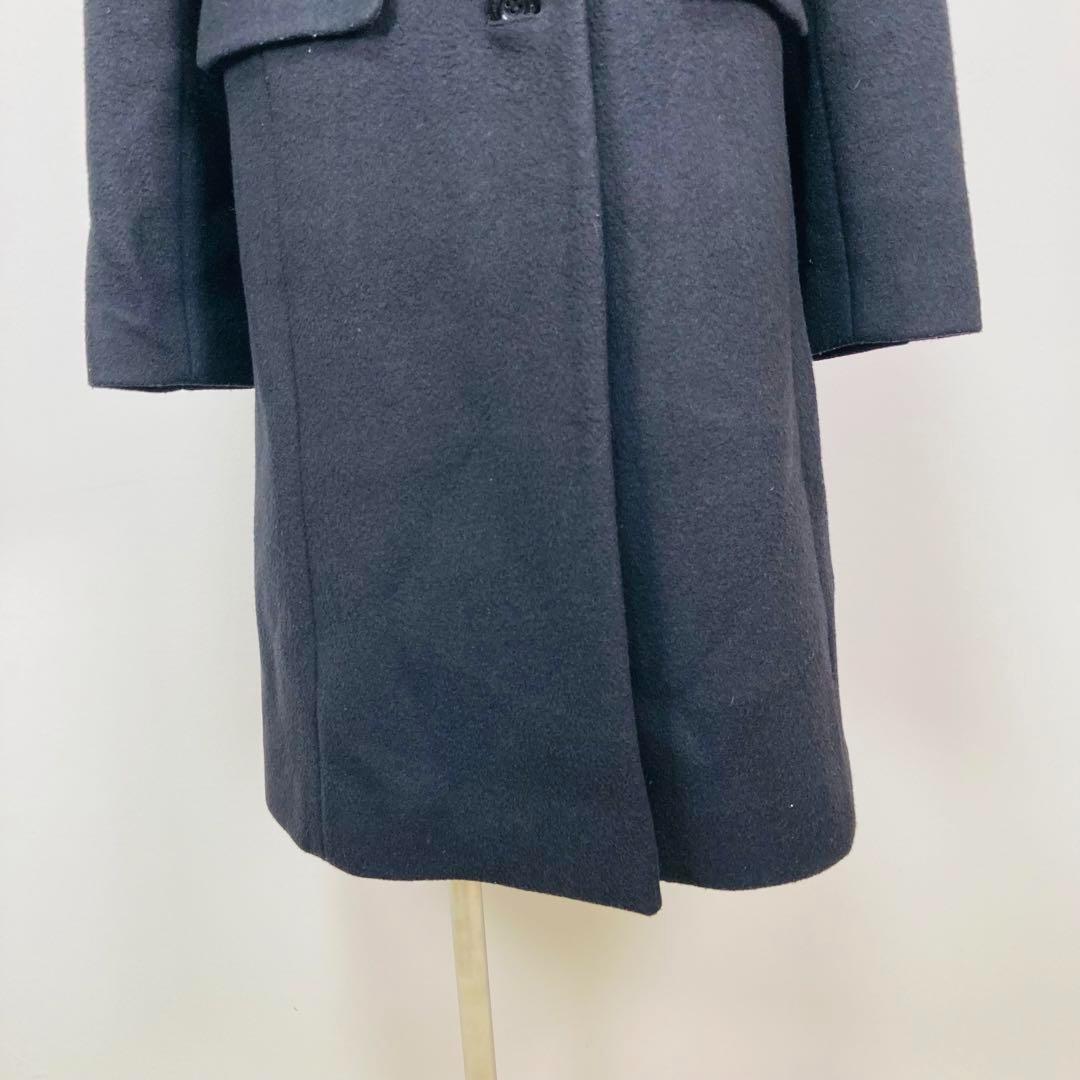 BLUE LABEL ブルーレーベル ロング　コート　黒　チェック　M　アウター