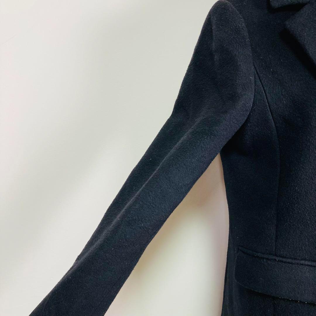 BLUE LABEL ブルーレーベル ロング　コート　黒　チェック　M　アウター