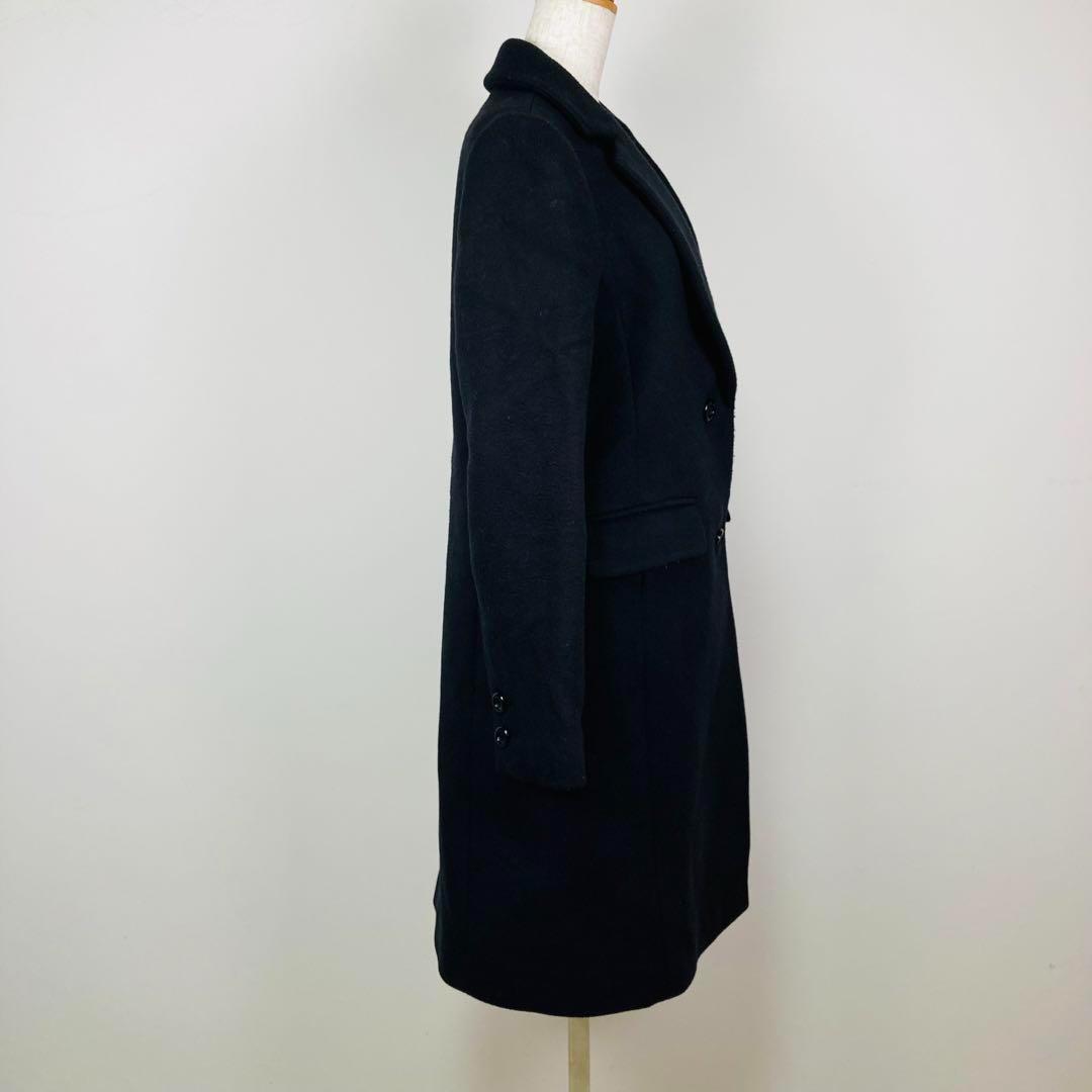 BLUE LABEL ブルーレーベル ロング　コート　黒　チェック　M　アウター