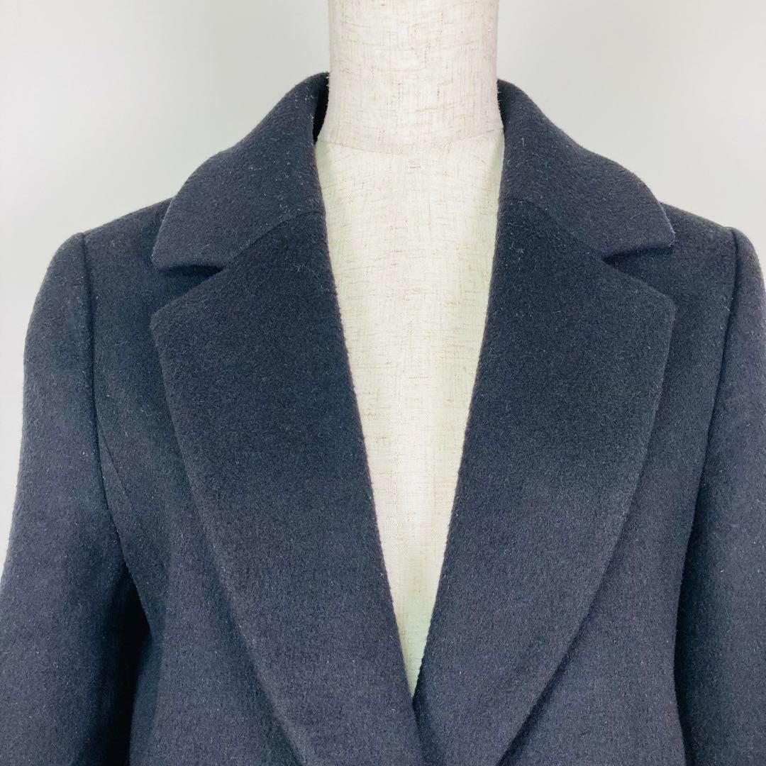 BLUE LABEL ブルーレーベル ロング　コート　黒　チェック　M　アウター