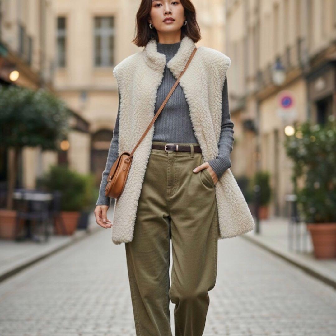 美品　anuke アンヌーク Eco Fur Vest エコファーベスト