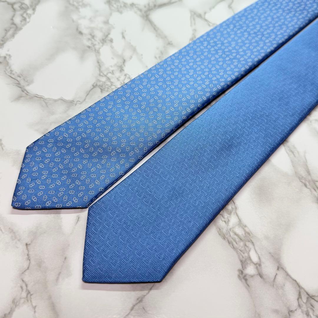 ✨極美品✨ 現行タグ HERMES ネクタイ 2way シルク100% H織タイ