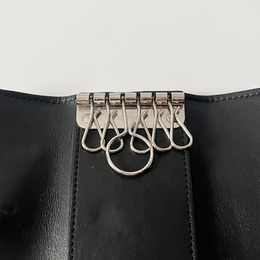 ロエベ　6連キーケース　アナグラム　レザー　黒　ブラック　ユニセックス