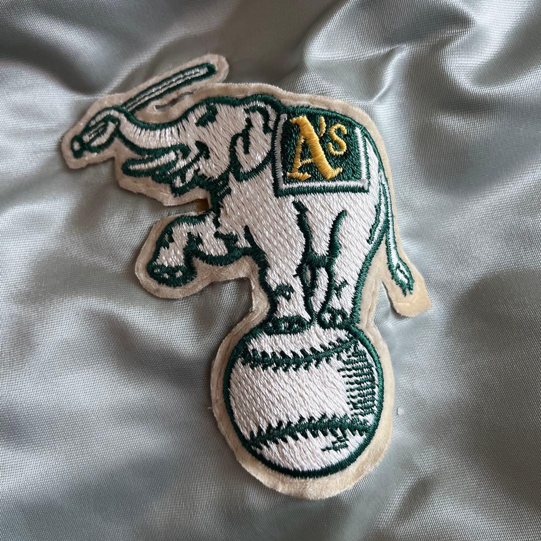 80s FELCO アスレチックス ナイロンスタジャン L シルバー アメリカ製