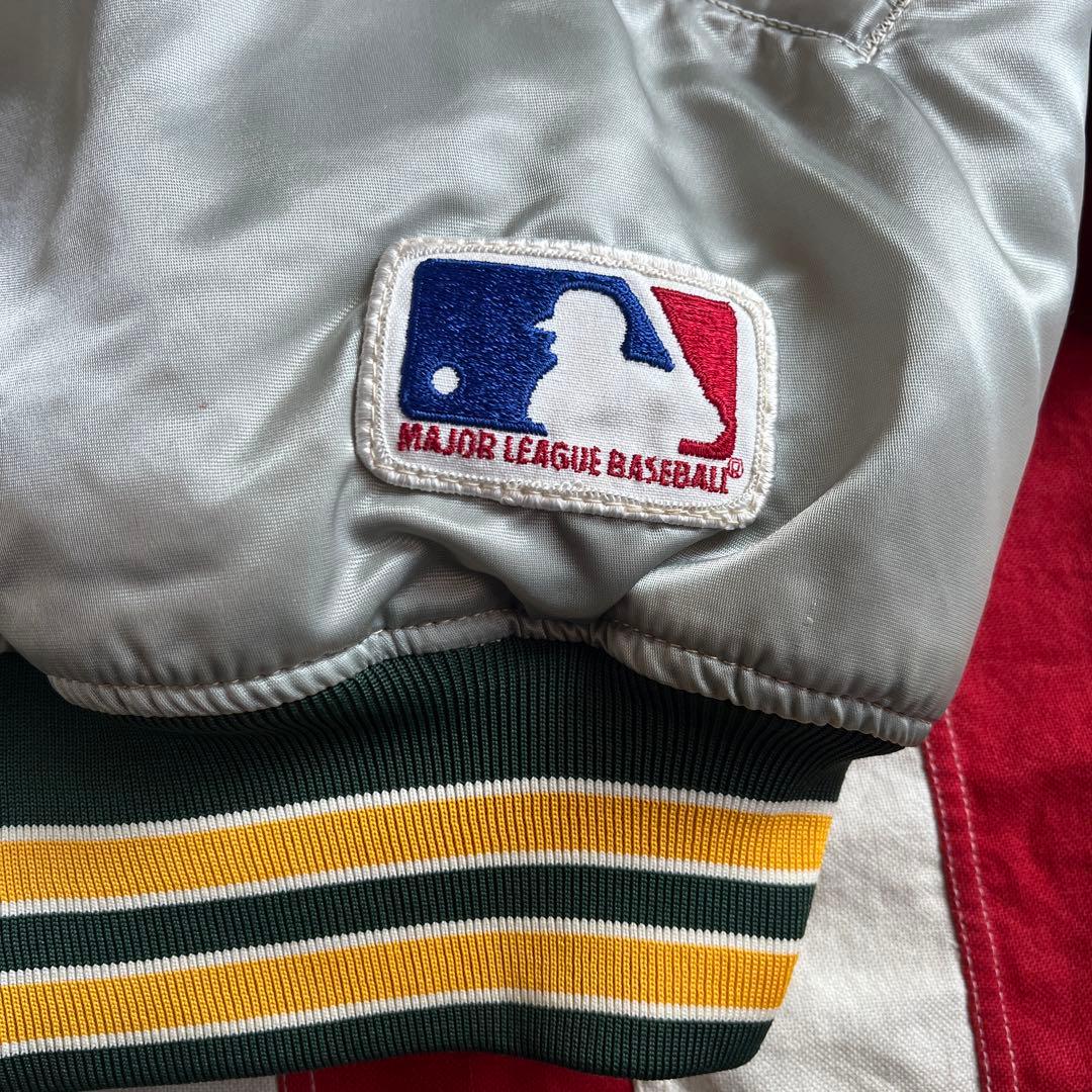 80s FELCO アスレチックス ナイロンスタジャン L シルバー アメリカ製