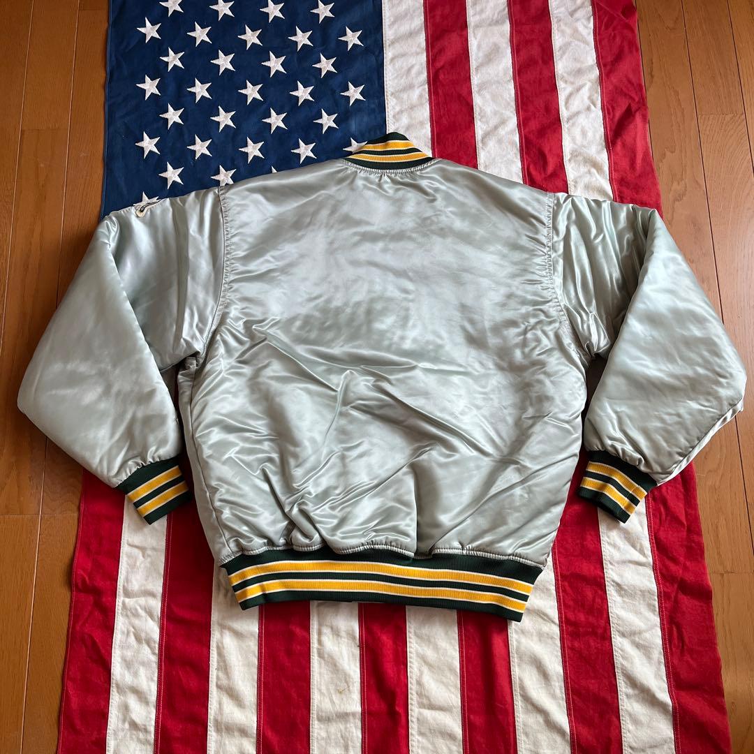 80s FELCO アスレチックス ナイロンスタジャン L シルバー アメリカ製