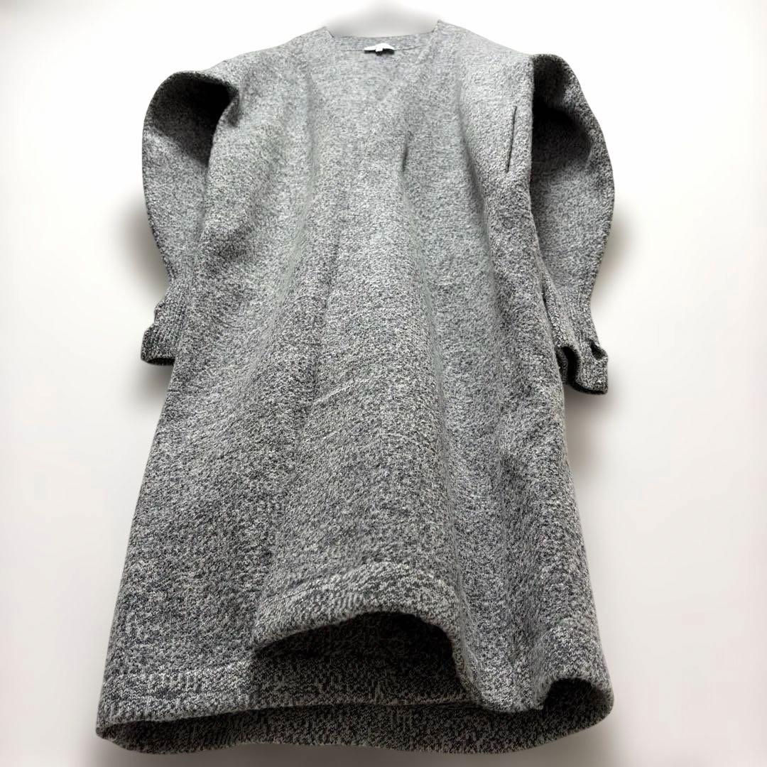 HYKE ハイク　ウール　羊毛100% ノーカラー　ロングコート　サムホール