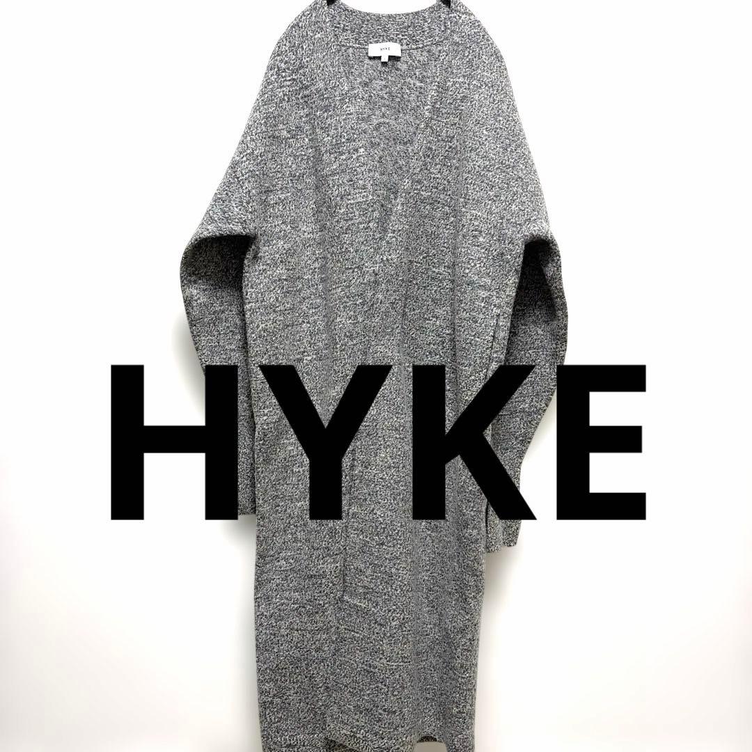 HYKE ハイク　ウール　羊毛100% ノーカラー　ロングコート　サムホール