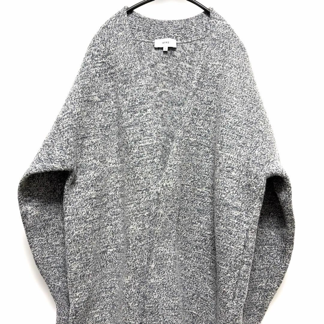 HYKE ハイク　ウール　羊毛100% ノーカラー　ロングコート　サムホール