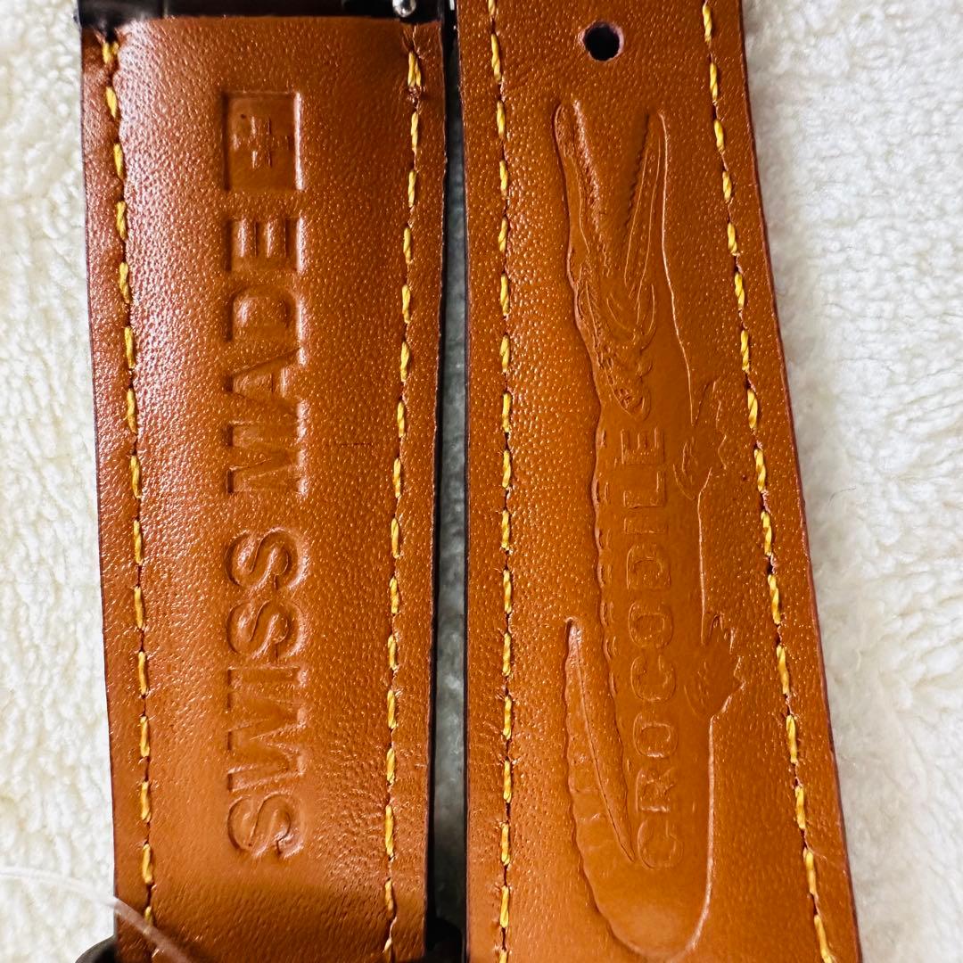 6007#20mm-16mmダークブラウン★本物クロコダイルベルト★スイス製