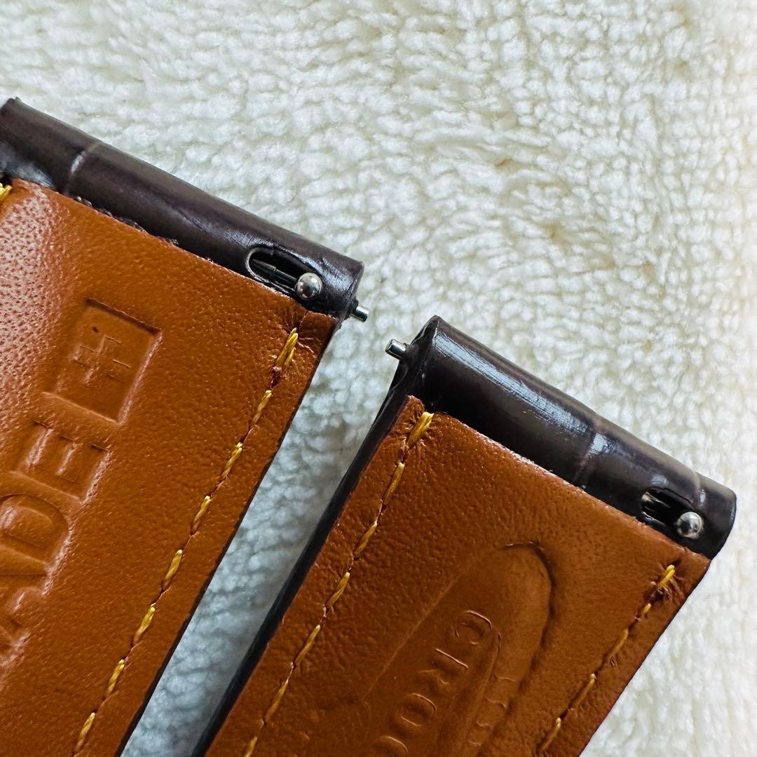 6007#20mm-16mmダークブラウン★本物クロコダイルベルト★スイス製