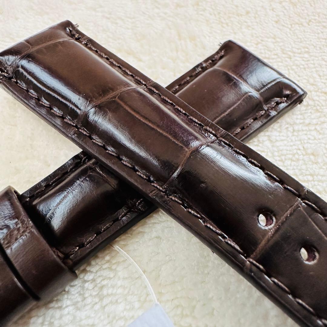 6007#20mm-16mmダークブラウン★本物クロコダイルベルト★スイス製