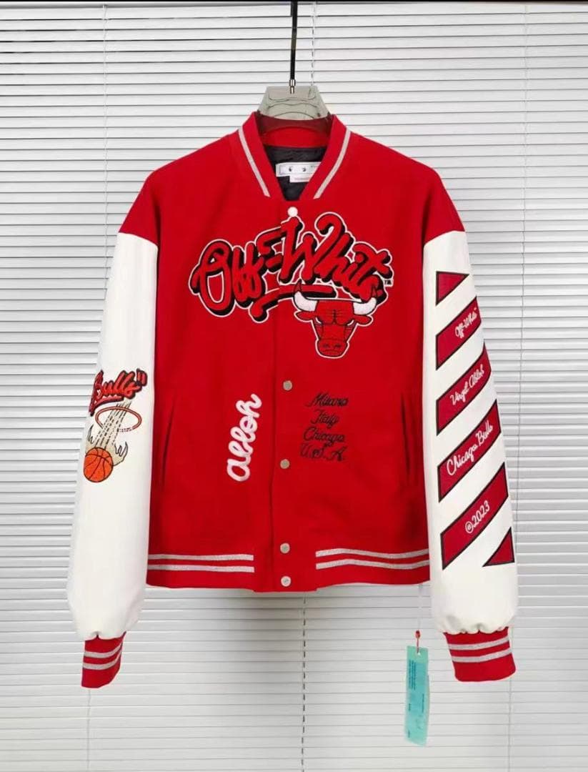 OFF-WHITE スタジャン レッド/ホワイト