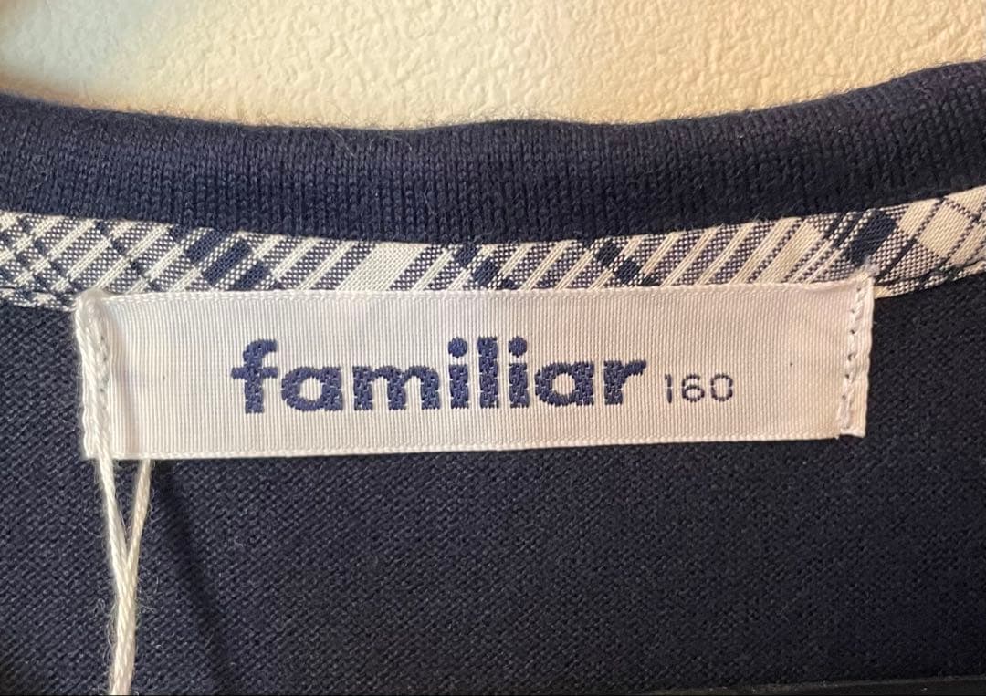 【新品未使用】familiar ネイビー 半袖ワンピース160