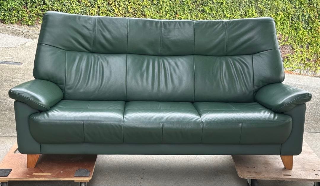 オーダーメイド 本革 ソファ ハイバック グリーン