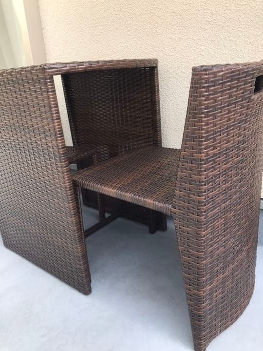 【専用ページ】ラタン調コンパクトテーブル3点セット ブラウン