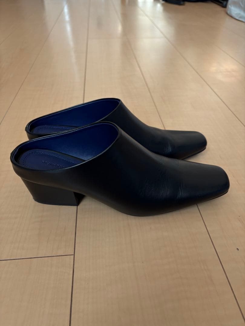 靴 Squaretoe Leather Sabot / 37 / black