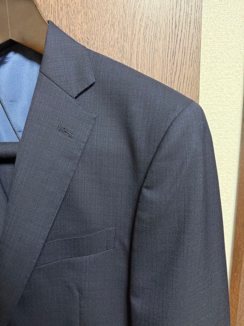 AB5新品未使用！高級ニュージーランドウール100%ネイビーシングルスーツ！