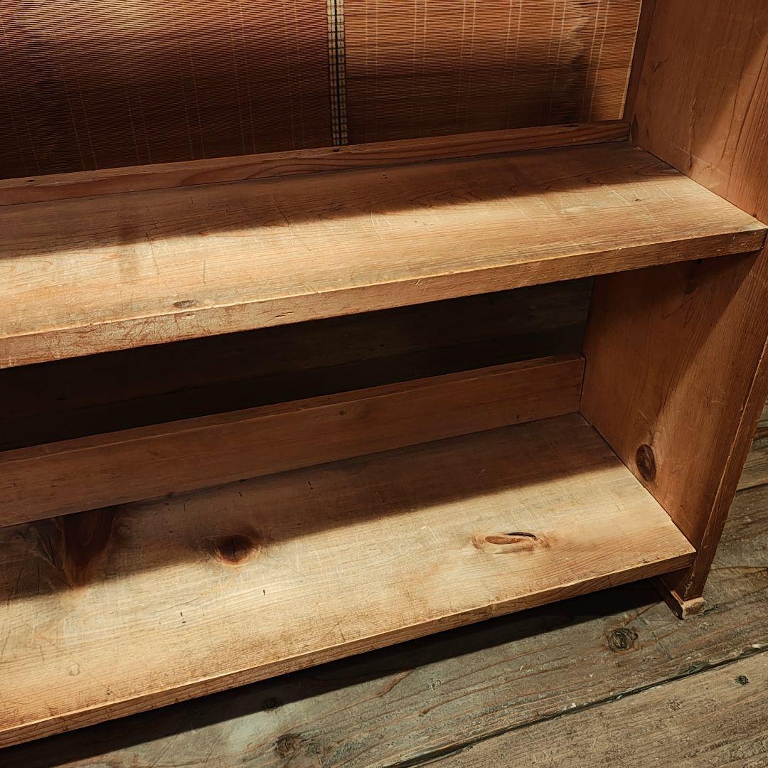 楔本棚　木製本棚4段　オープンラック　昭和レトロ　古家具