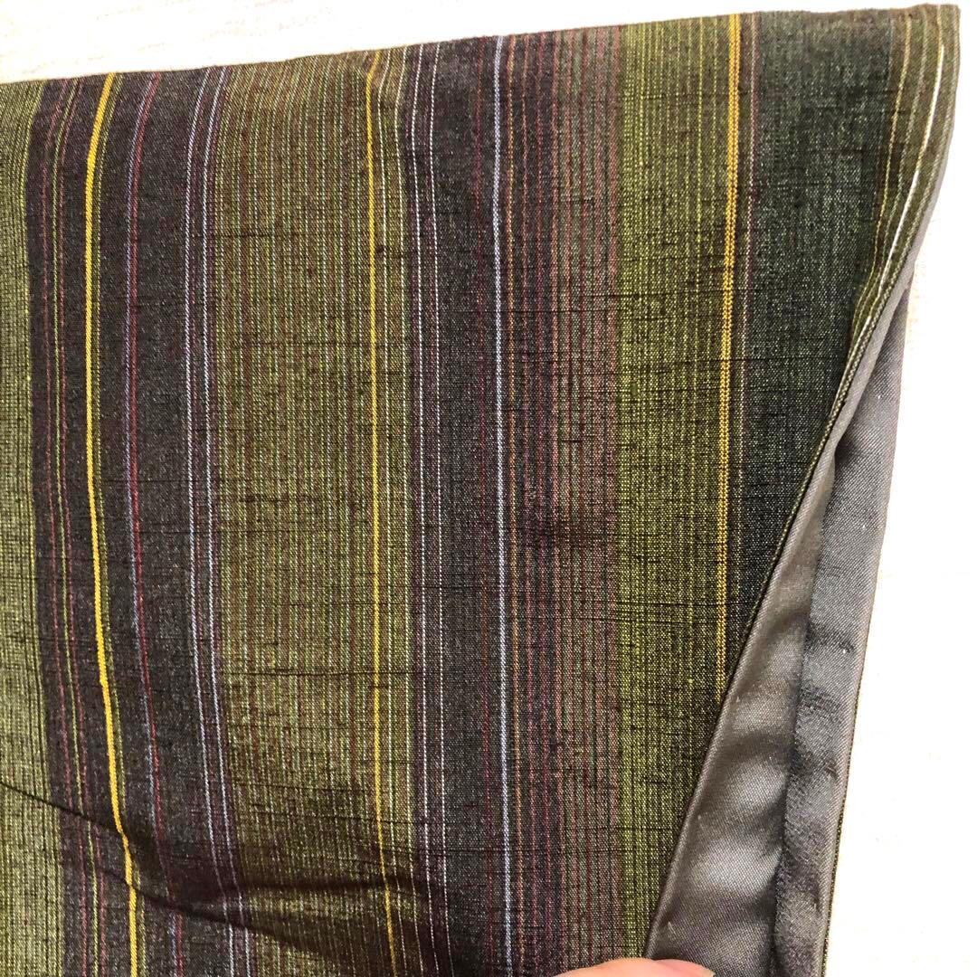 【未使用　トールサイズ】結城紬　縞　お袖長め　袷　裄丈72 身丈173