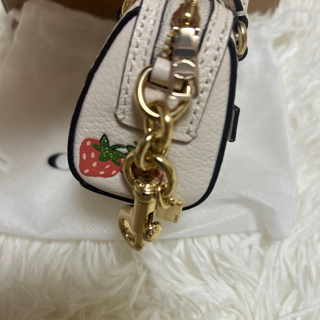 未使用級 コーチ ミニ バッグチャーム 小物入れ ローアン　ストロベリー