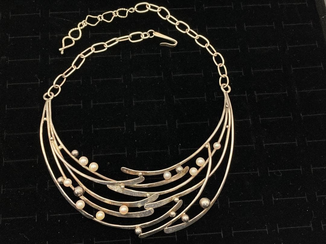 「1254」重量60.3ｇ シルバー 淡水真珠 ネックレス チョーカー 刻印あり