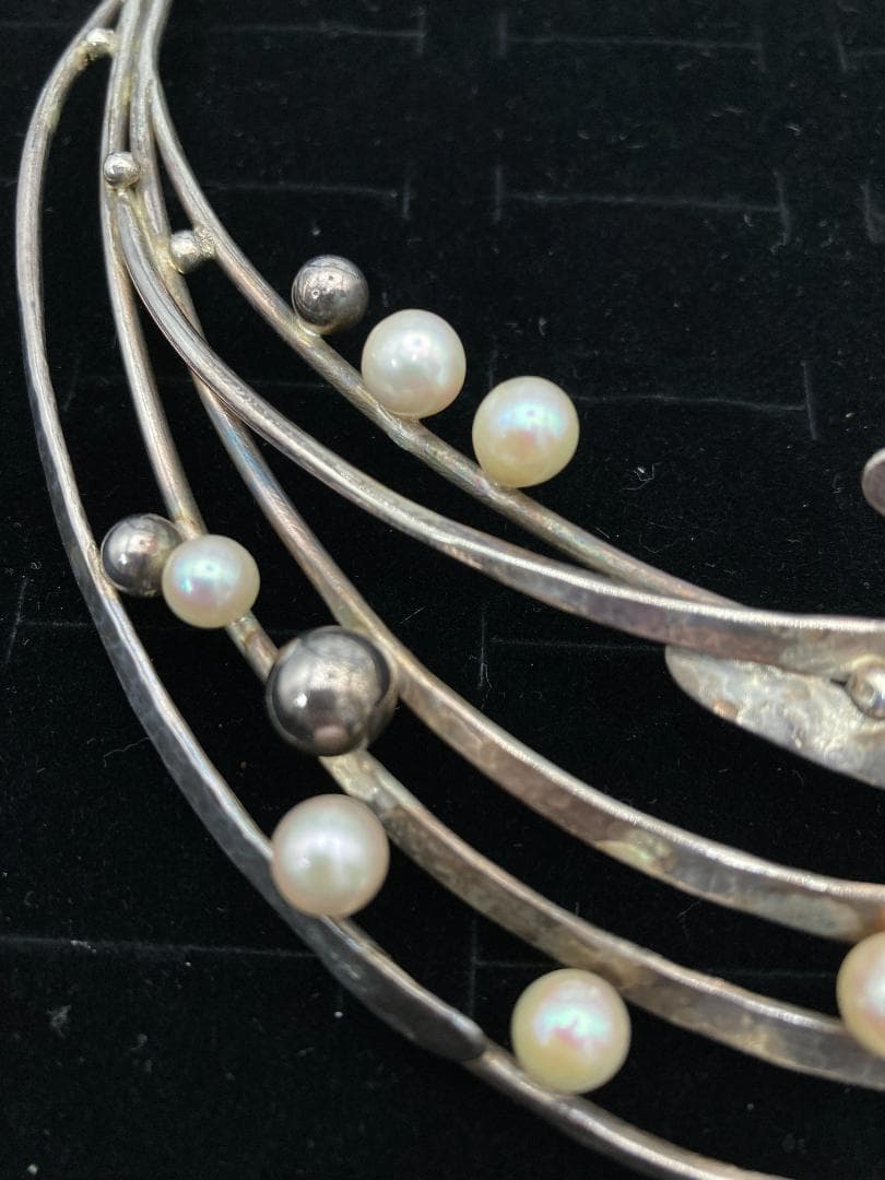 「1254」重量60.3ｇ シルバー 淡水真珠 ネックレス チョーカー 刻印あり
