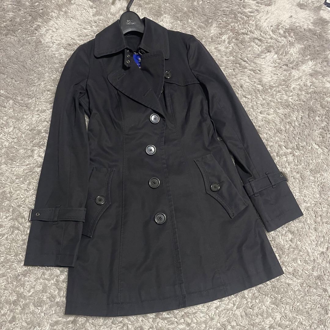 バーバリーブルーレーベル　ノバチェック コート　ブラック サイズ38