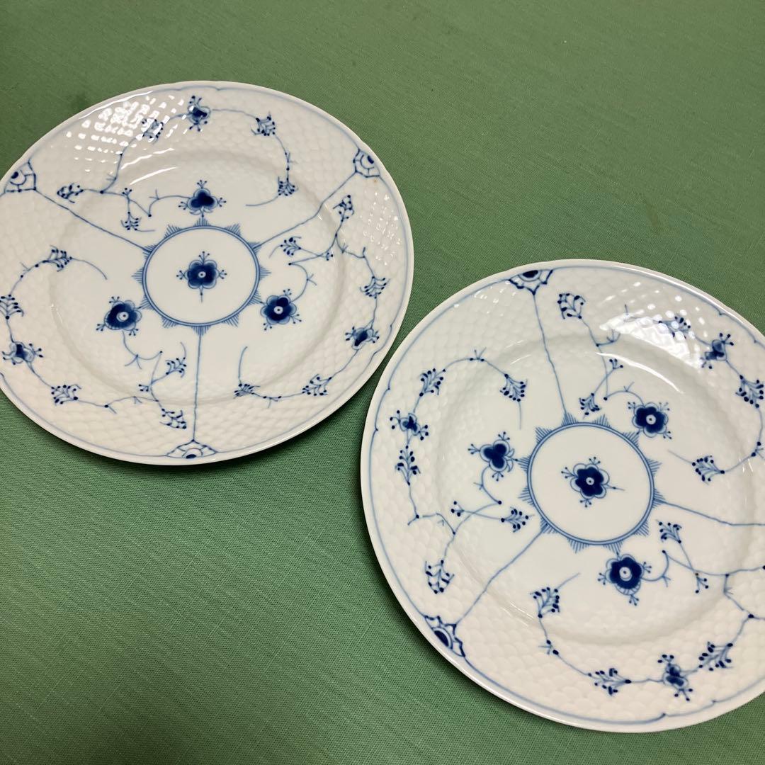 デンマークコペンハーゲンB＆Gの青い花模様の平皿セット6枚