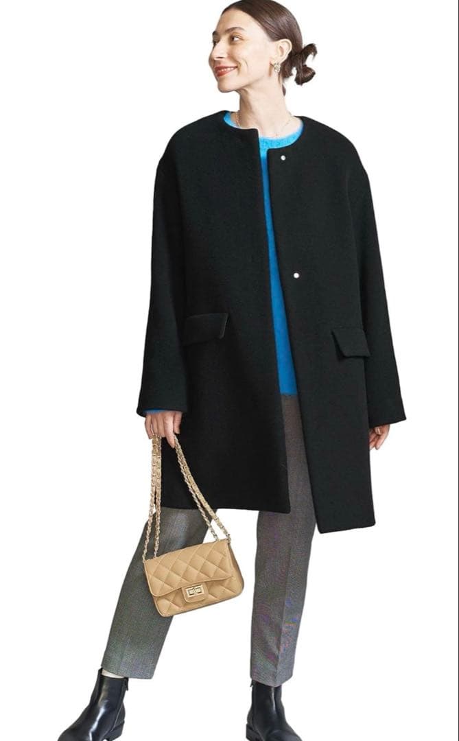 BEAUTY&YOUTH MANTECO ミドルノーカラーコート　ブラック