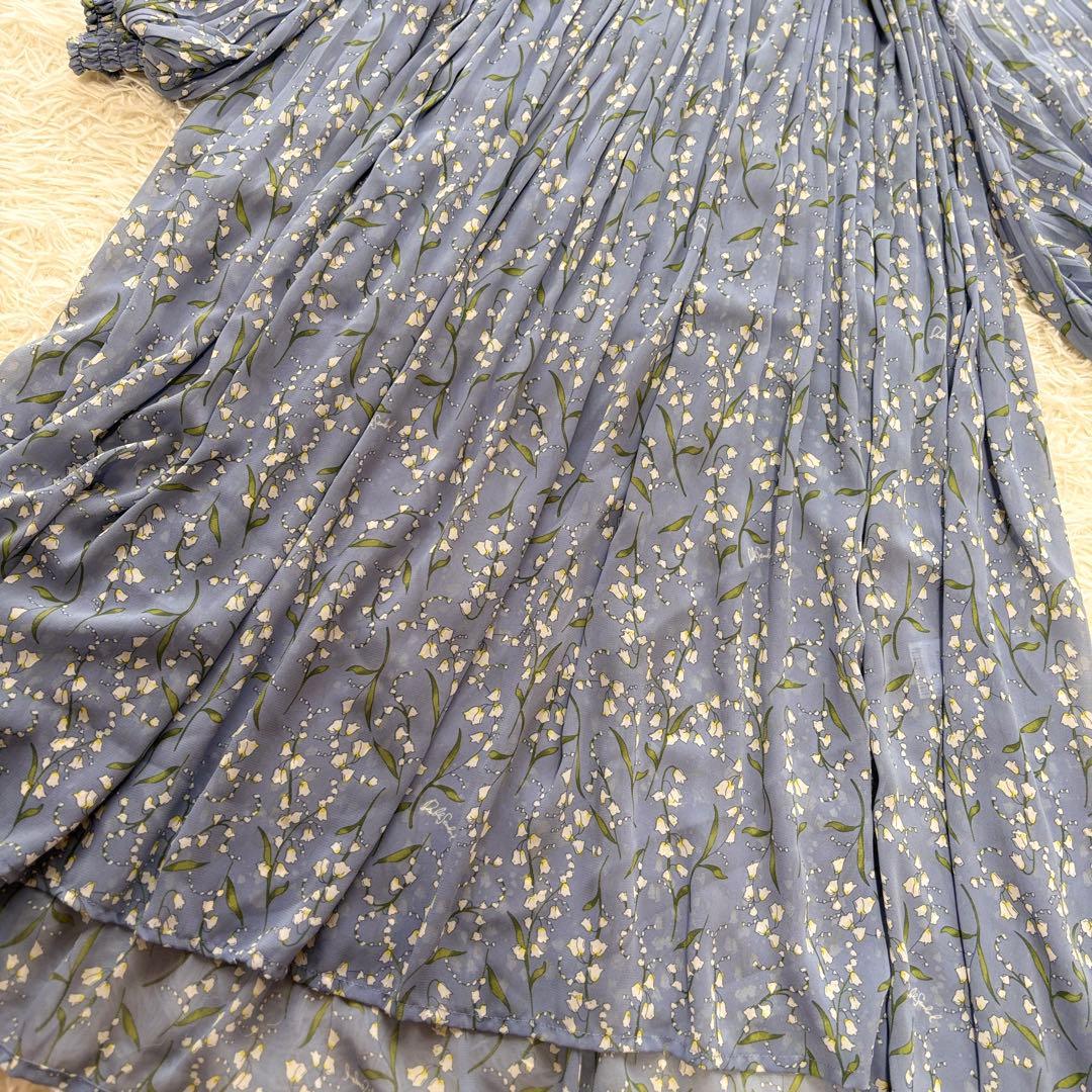 【未使用級】田中みな実着用　ソブ　スズラン柄　シフォンワンピース　プリーツ　36