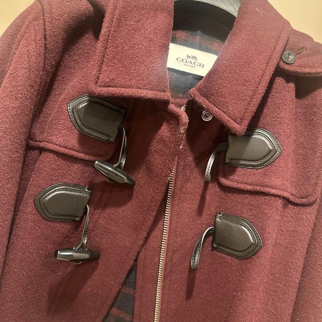 コーチ　ウール　ケープダッフルコート　ボルドーレッド