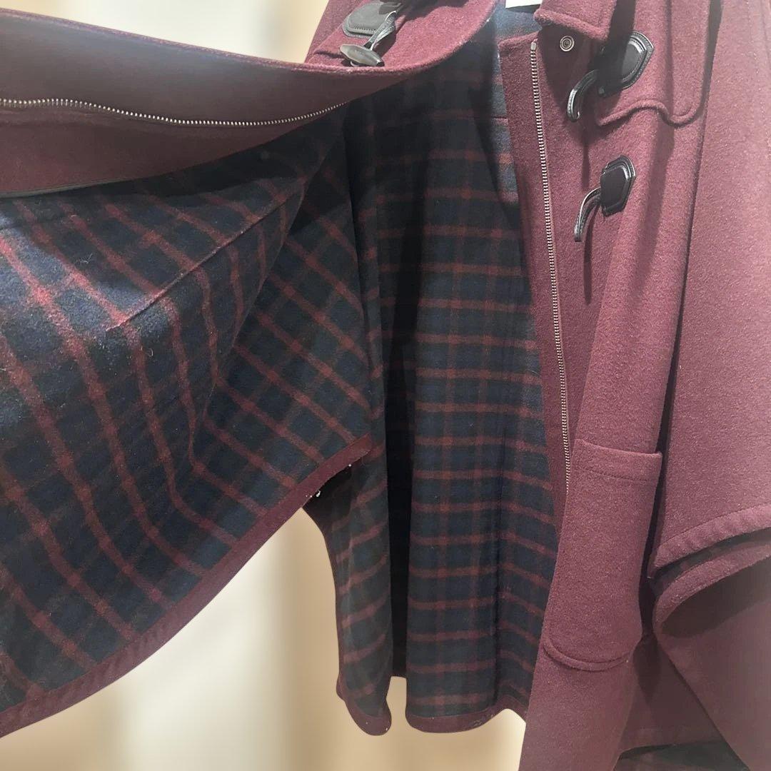 コーチ　ウール　ケープダッフルコート　ボルドーレッド