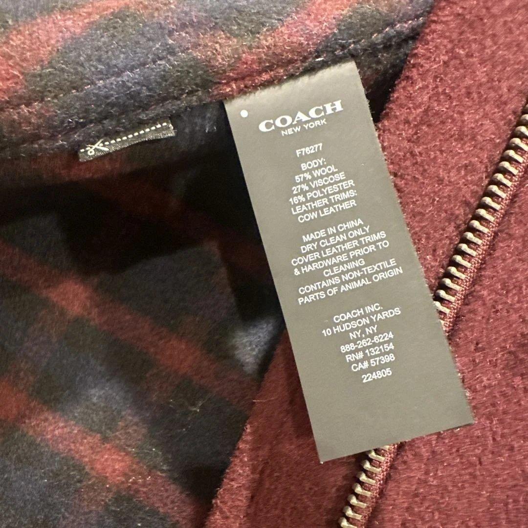 コーチ　ウール　ケープダッフルコート　ボルドーレッド