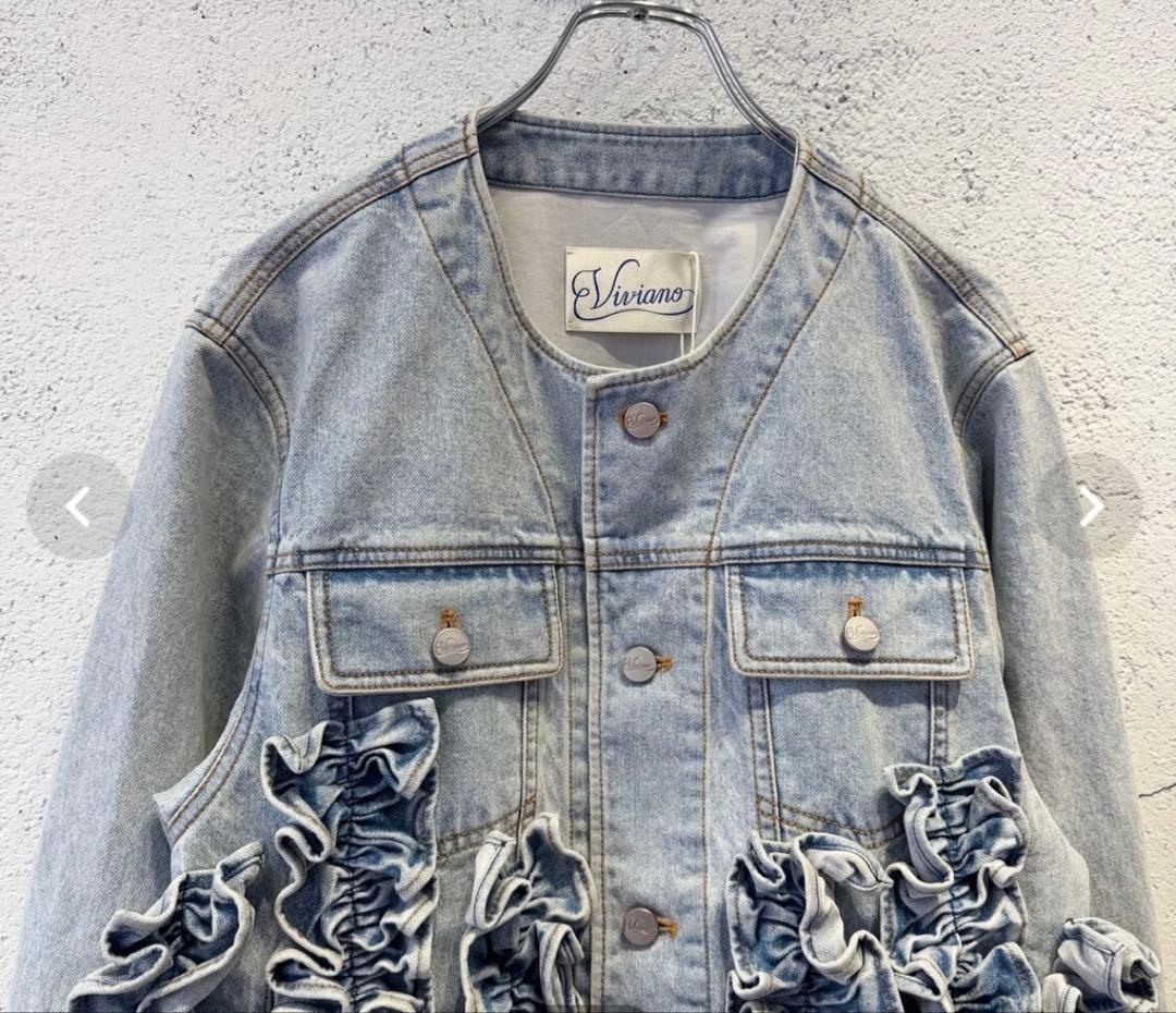 ジャケット・アウター Viviano Ruffle Denim Jacket