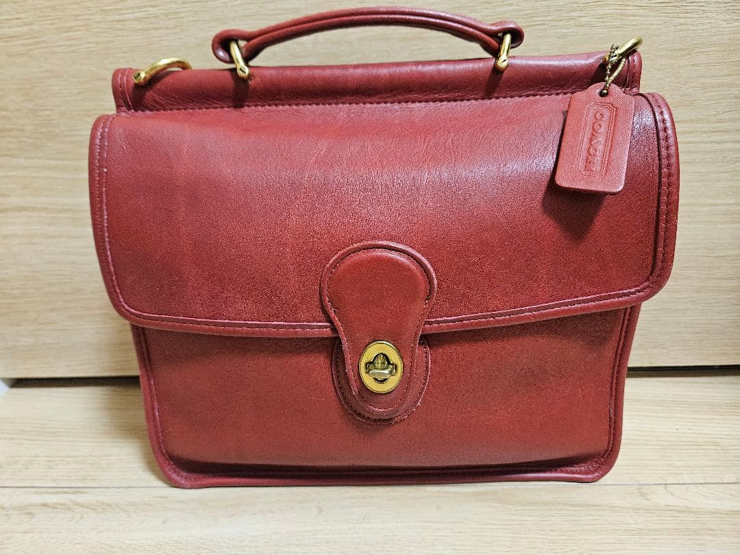 オールドコーチ レザー 赤 ショルダーバッグ willis 9927