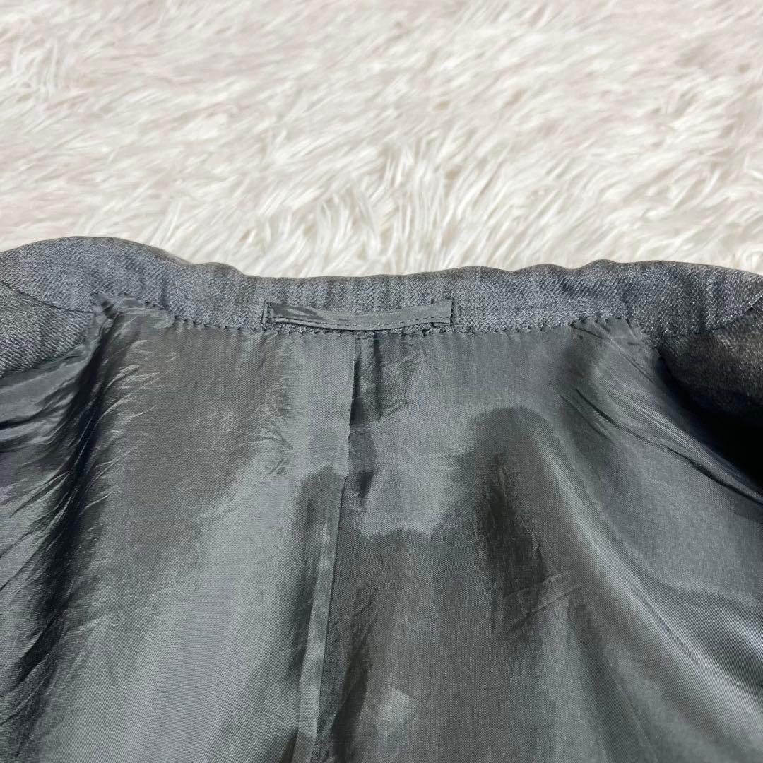 美品 リングジャケット セットアップスーツ チェック格子柄 グレー 44