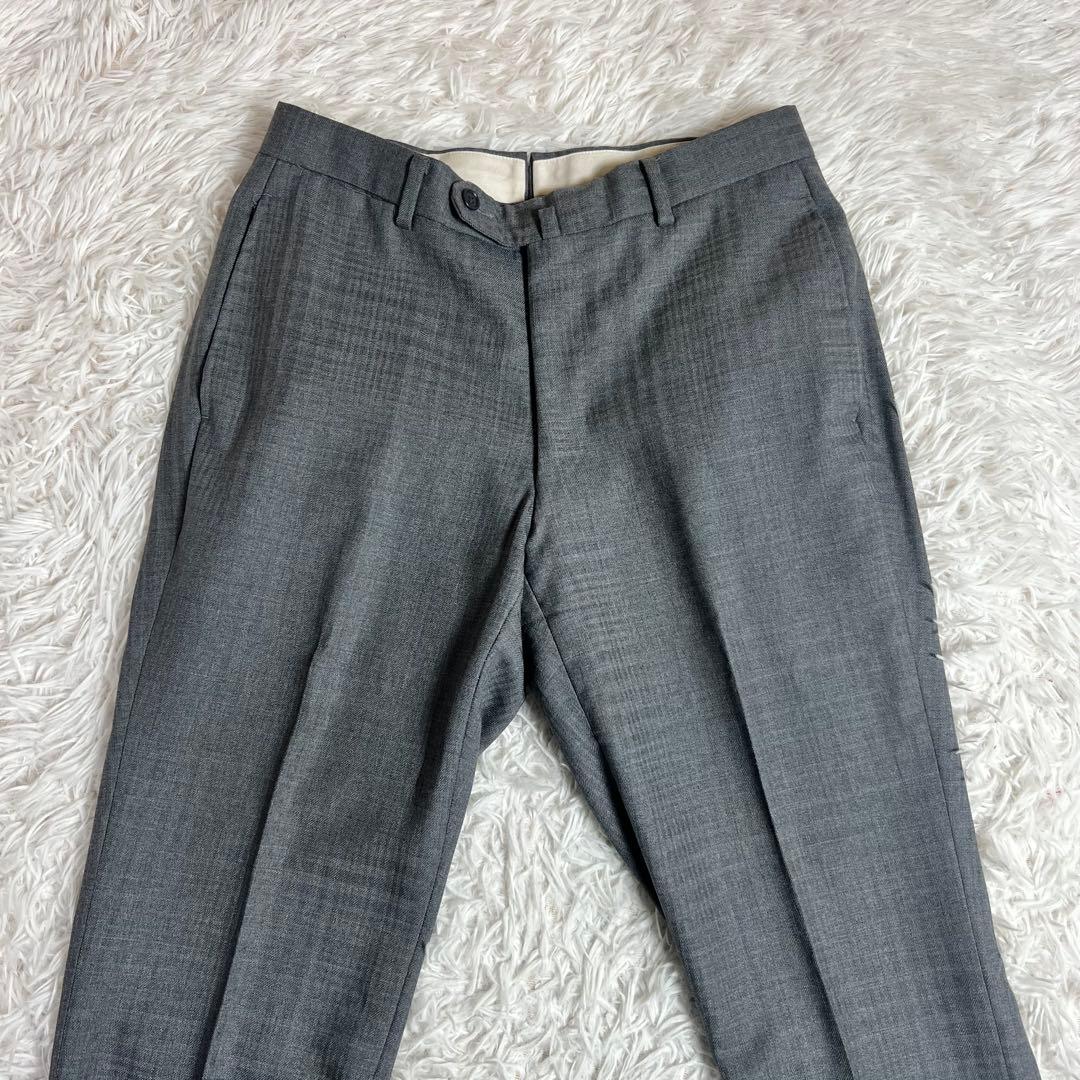 美品 リングジャケット セットアップスーツ チェック格子柄 グレー 44