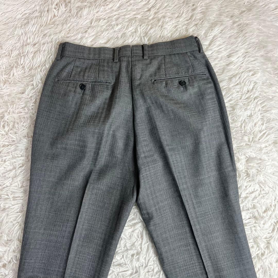 美品 リングジャケット セットアップスーツ チェック格子柄 グレー 44