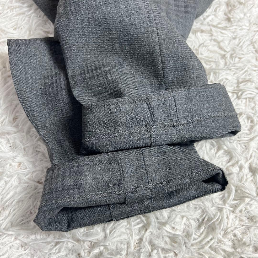 美品 リングジャケット セットアップスーツ チェック格子柄 グレー 44