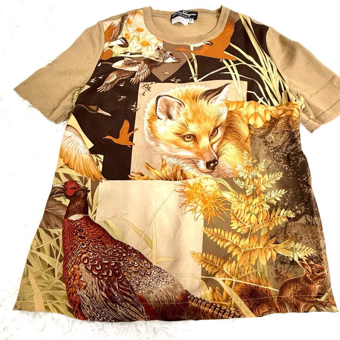 【高級】Salvatore Ferragamo フェラガモ シルク キツネ