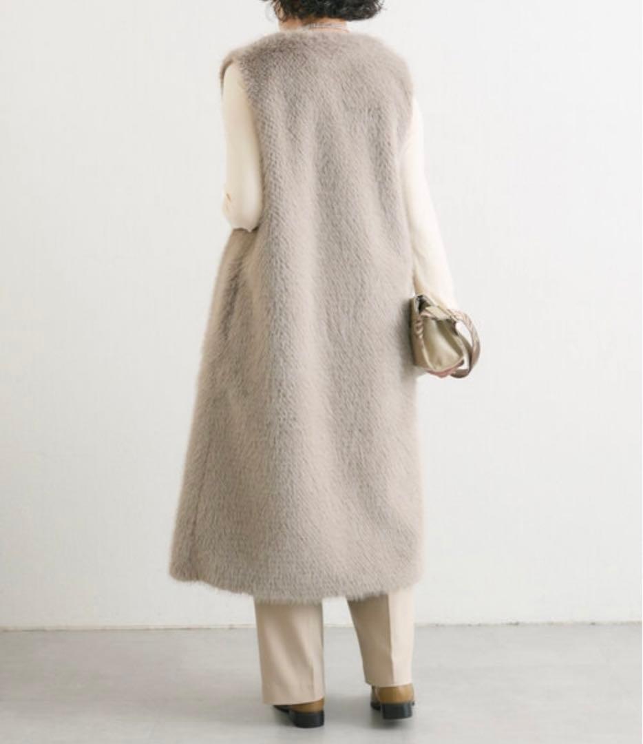 24AW イアパピヨネ スミスタイル フェイクフォックスロングベスト　ジレ