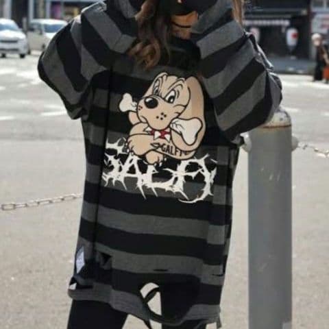 【新品】ガルフィー ビリビリボーダーロンTEE ボーダー BLACK/GRAY