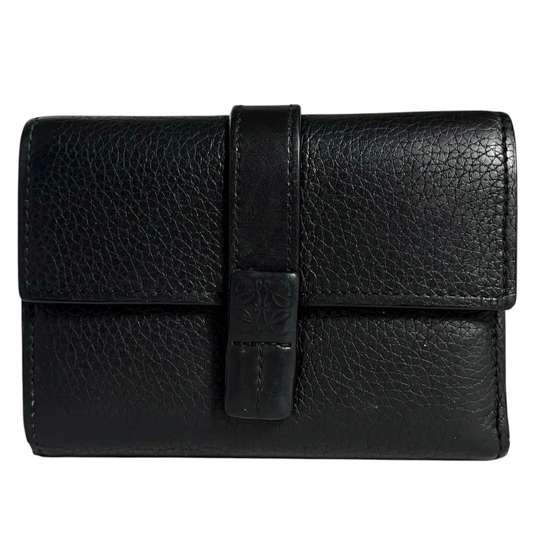 希少✨ロエベ バーティカルウォレット 三つ折り財布 アナグラム レザー 黒
