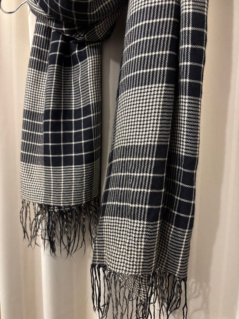 TOM FORD チェック柄マフラー ブラック/ホワイト