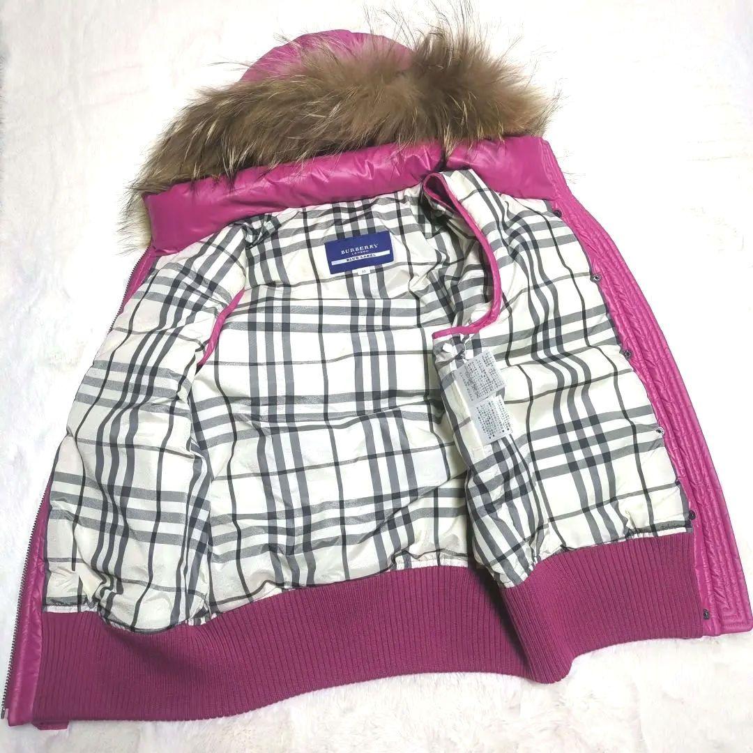 最終★美品♡バーバリーブルーレーベル♡ノバチェック♡水鳥天然羽毛♡ダウンベスト