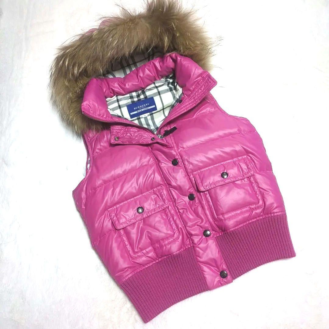 最終★美品♡バーバリーブルーレーベル♡ノバチェック♡水鳥天然羽毛♡ダウンベスト